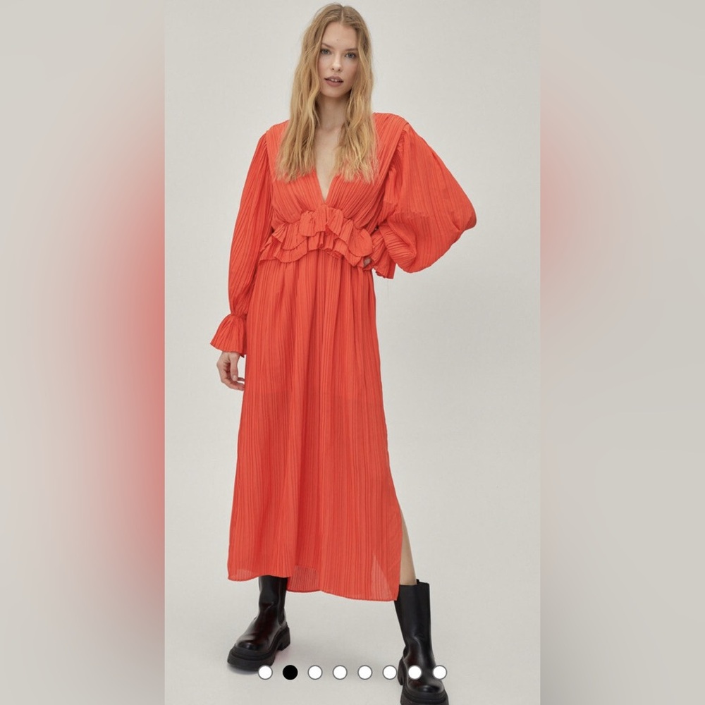 Nasty Gal Tiered Ruffled Dress with Plunge Neckline